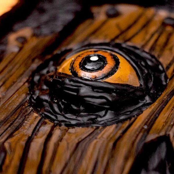 Halloween-Zauberbuch mit bösem Blick – realistische Hexendekoration aus Kunstharz