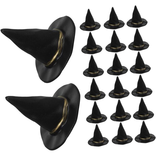 Set 72 Mini Cappelli Neri in Plastica per Decorazioni Halloween Fai da Te