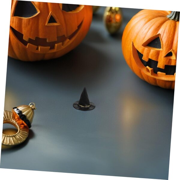 Set mit 72 Mini-Hüten aus schwarzem Kunststoff für selbstgemachte Halloween-Dekorationen