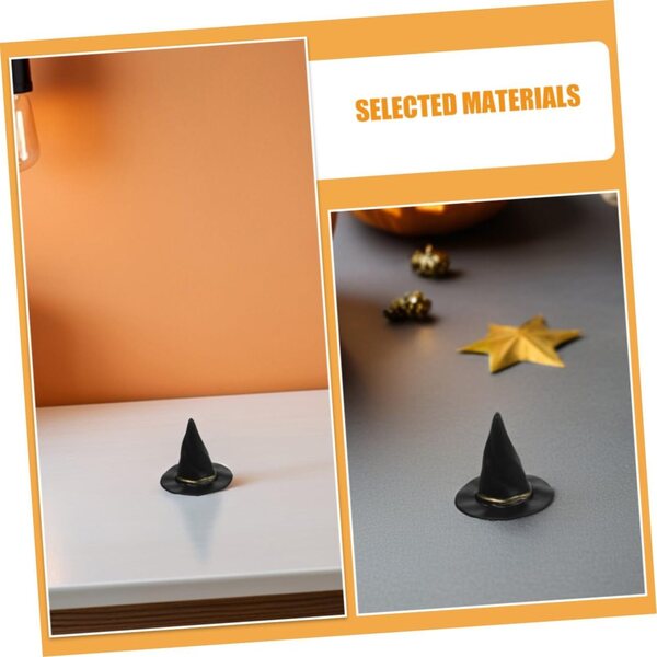 Set mit 72 Mini-Hüten aus schwarzem Kunststoff für selbstgemachte Halloween-Dekorationen