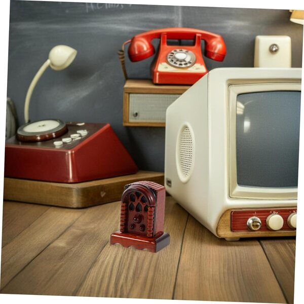 Radio Miniature Vintage in Legno Scala 1:12 per Casa delle Bambole e Diorama