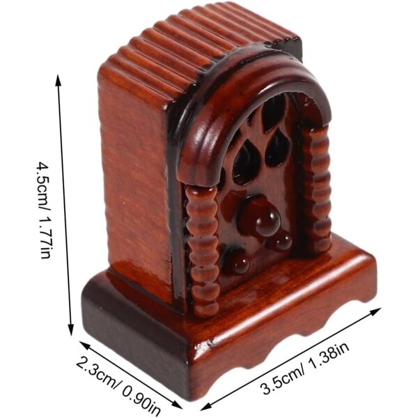 Miniaturradio aus Holz im Maßstab 1:12 für Puppenhäuser im Retro-Stil