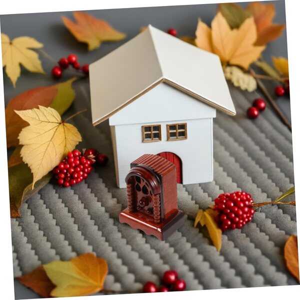 Miniaturradio aus Holz im Maßstab 1:12 für Puppenhäuser im Retro-Stil