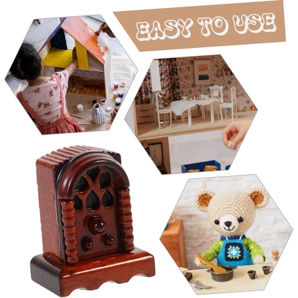 Miniaturradio aus Holz im Maßstab 1:12 für Puppenhäuser im Retro-Stil