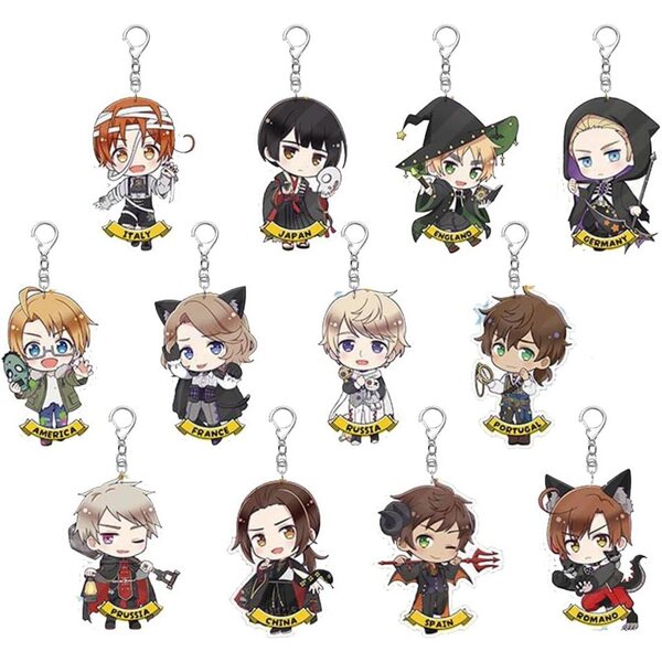 12 Hetalia AxisPowers Anime-Schlüsselanhänger aus Acryl, farbenfrohe und niedliche Dekoration