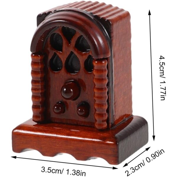 Vintage-Miniaturradio aus Holz für Puppenhaus 1:12, dekoratives Accessoire