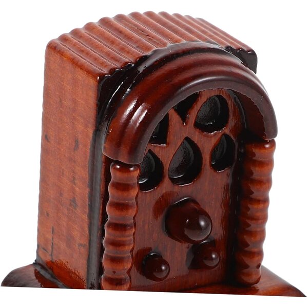 Vintage-Miniaturradio aus Holz für Puppenhaus 1:12, dekoratives Accessoire