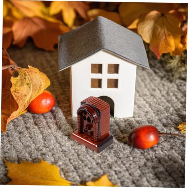 Vintage-Miniaturradio aus Holz für Puppenhaus 1:12, dekoratives Accessoire