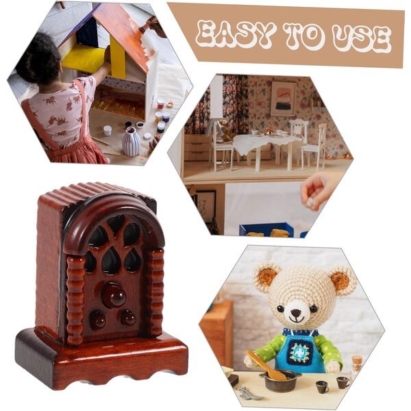 Retro-Miniaturradio aus Holz für Puppenhäuser – dekoratives Accessoire 1:12