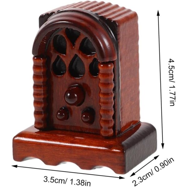 Retro-Miniaturradio aus Holz für Puppenhäuser – dekoratives Accessoire 1:12