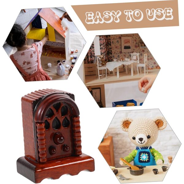 Radio Miniatura Vintage in Legno 1:12 per Casa delle Bambole - Accessorio Decorativo Retro