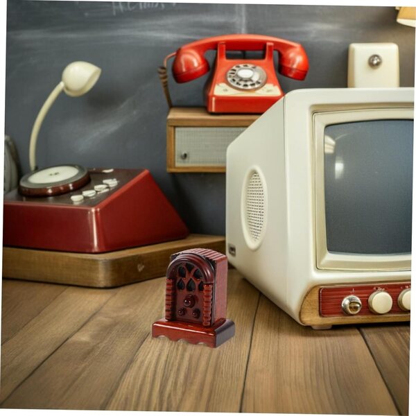 Vintage Miniatur-Holzradio für Puppenhäuser im Maßstab 1:12 – DECHOUS
