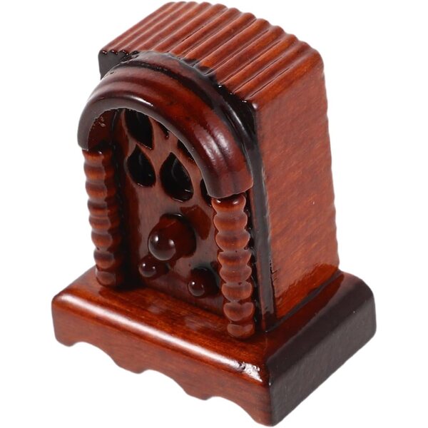 Radio in legno miniatura vintage per casa delle bambole 1:12 decorazione retrò