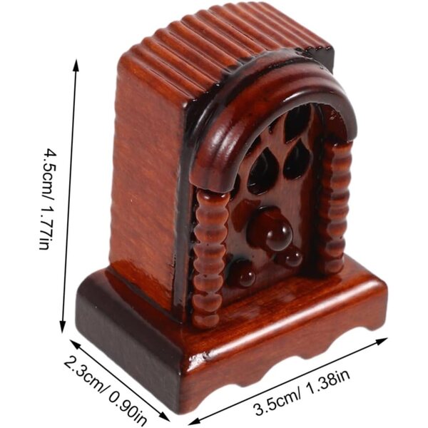 Radio in legno miniatura vintage per casa delle bambole 1:12 decorazione retrò