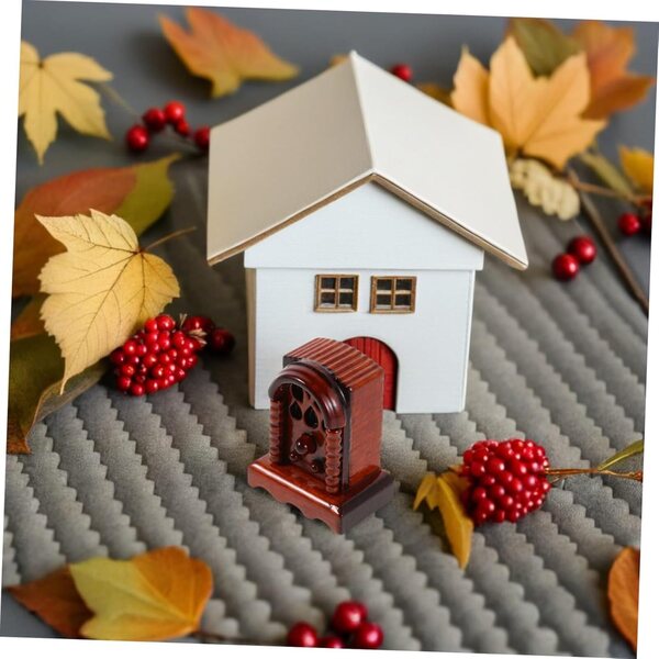 Radio in legno miniatura vintage per casa delle bambole 1:12 decorazione retrò