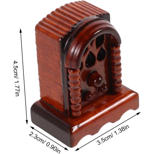 Vintage-Miniaturradio aus Holz 1:12 für Puppenhäuser und Retro-Dekorationen