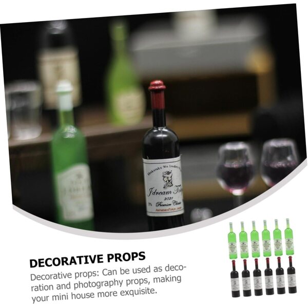 Set 12 Bottiglie Miniatura di Vino per Case delle Bambole e Decorazioni Micro Paesaggio
