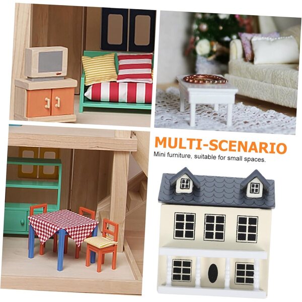 Mini-Holzschrank für Puppenhaus 1:12, elegante beige Dekoration