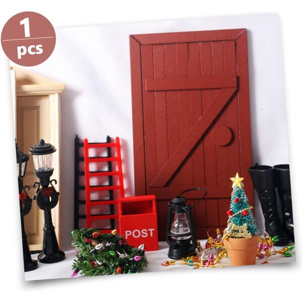 UPKOCH Mini dekorative Holztür für Puppenhäuser und Miniaturen 20x11 cm