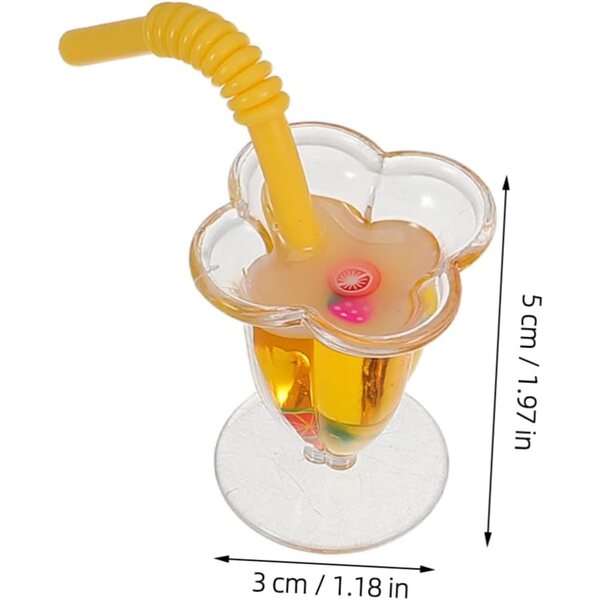 Set 5 Mini Tazze di Succo Decorative in Resina per Casa delle Bambole Realistiche