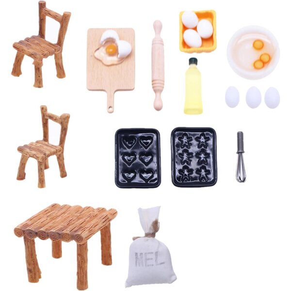 Küchenspielset für Gissroys-Puppenhäuser, realistische und dekorative Utensilien aus Harz