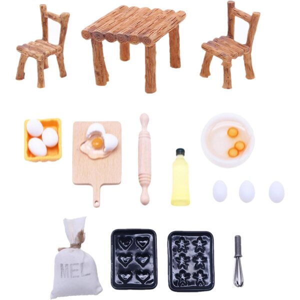 Küchenspielset für Gissroys-Puppenhäuser, realistische und dekorative Utensilien aus Harz