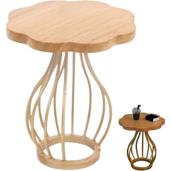 Table miniature en bois pour maisons de poupées - Accessoire réaliste et sûr