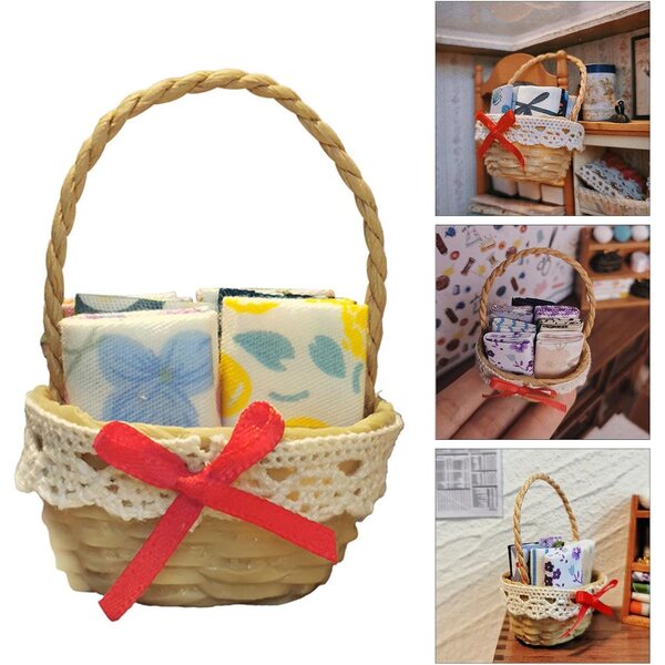 Panier Miniature en Résine per Case delle Bambole - Accessorio Decorativo Realistico