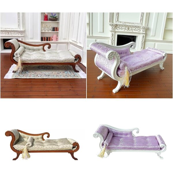 Divano Miniatura in Legno per Casa delle Bambole Scala 1/12, Arredo Vintage