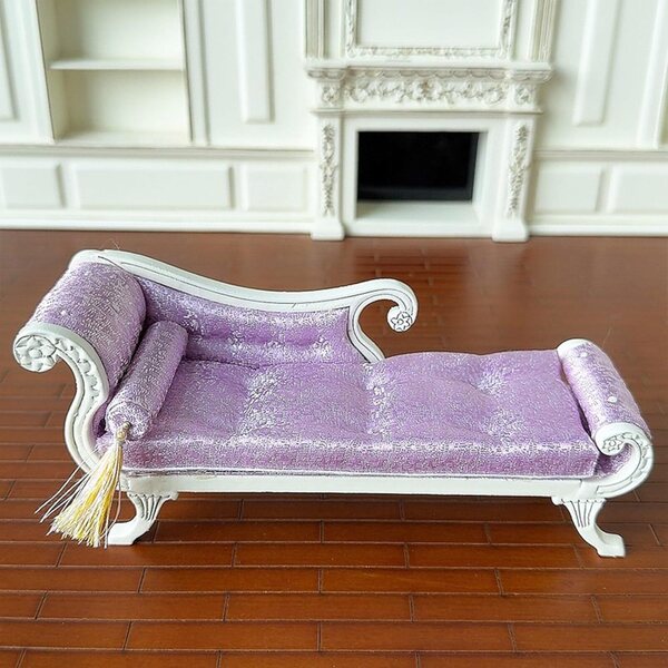 Divano Miniatura in Legno per Casa delle Bambole Scala 1/12, Arredo Vintage