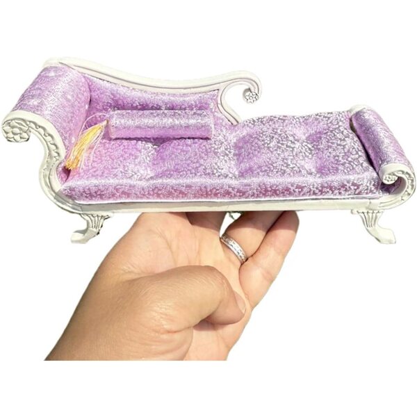 Divano Miniatura in Legno per Casa delle Bambole Scala 1/12, Arredo Vintage