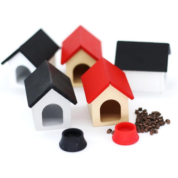 Miniatur-Hundehütten-Set 1:12 aus Holz für Kinder und Puppenhäuser