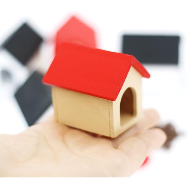 Miniatur-Hundehütten-Set 1:12 aus Holz für Kinder und Puppenhäuser
