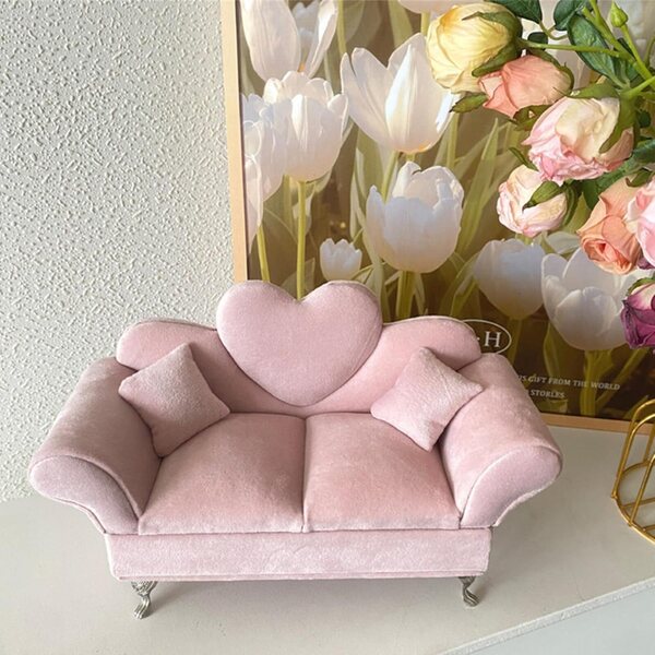 Divano portagioie in velluto per casa delle bambole scala 1/6, organizer elegante e compatto