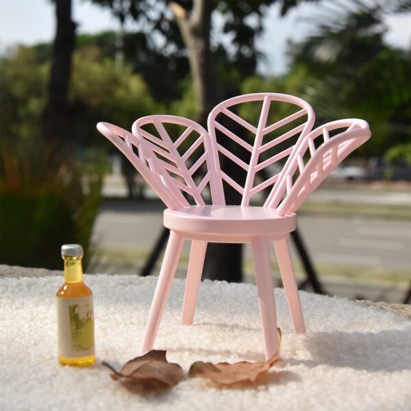 Sedia Miniatura 1:12 Fiore in Resina per Casetta delle Bambole Rosa Decorativa