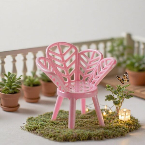 Sedia Miniatura 1:12 Fiore in Resina per Casetta delle Bambole Rosa Decorativa