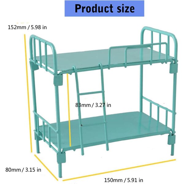 1/12 Miniatur-Etagenbett aus Legierung für Puppenhäuser, stabil und realistisch