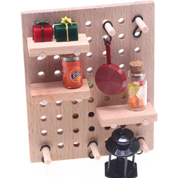 Winzige Stecktafel aus Holz für Puppenhäuser mit verstellbaren Regalen