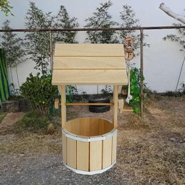 1/12 Miniatur-Holzbrunnen für Puppenhausgärten – interaktive Dekoration