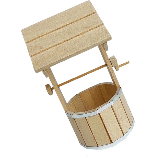 1/12 Miniatur-Holzbrunnen für Puppenhausgärten – interaktive Dekoration
