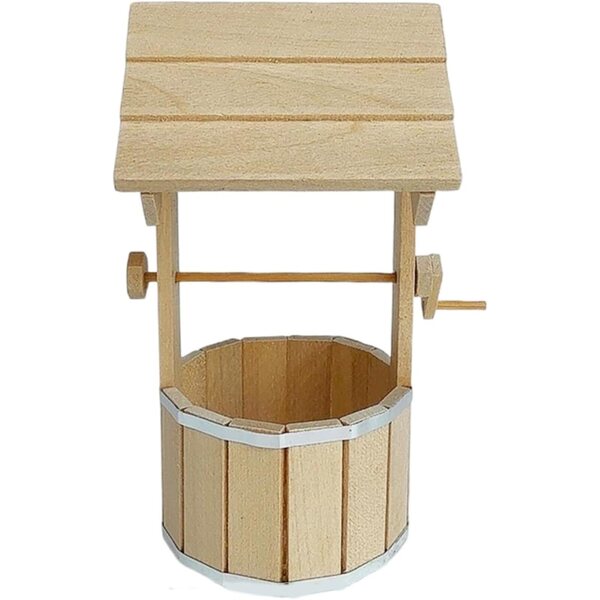 1/12 Miniatur-Holzbrunnen für Puppenhausgärten – interaktive Dekoration