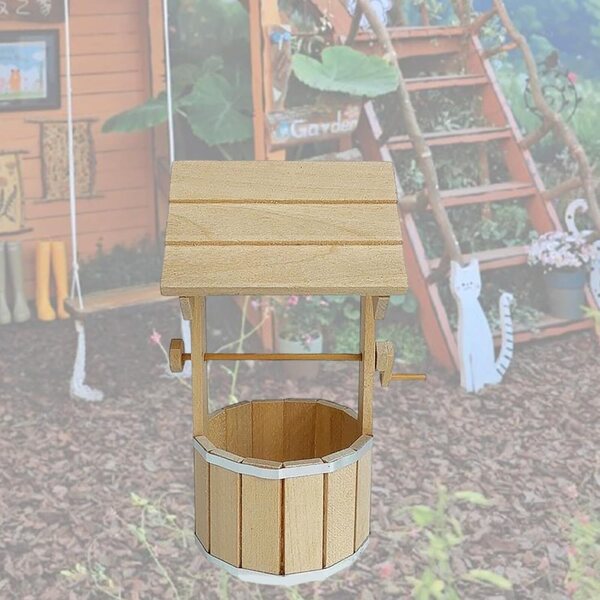1/12 Miniatur-Holzbrunnen für Puppenhausgärten – interaktive Dekoration