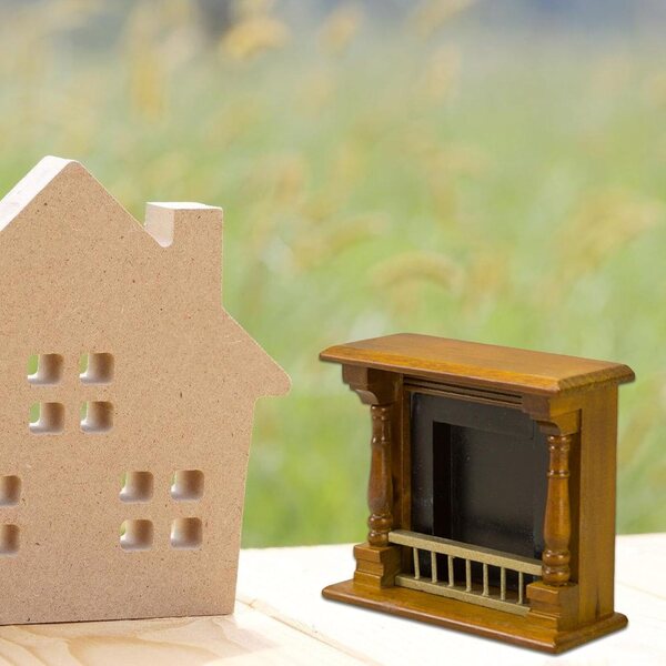 1:12 Miniaturkamin aus realistischem Holz für Puppenhäuser und Zakka-Dekorationen