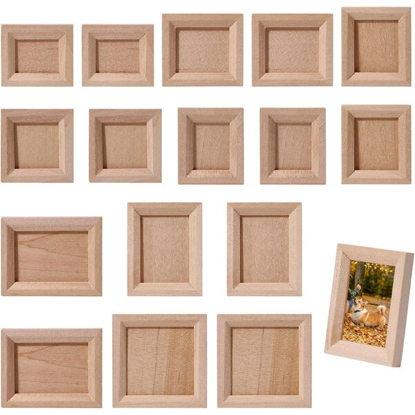 FREEBLOSS 16 mini cornici portafoto in legno con supporto, ideali per case delle bambole