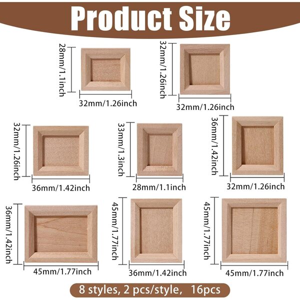 FREEBLOSS 16 mini cornici portafoto in legno con supporto, ideali per case delle bambole