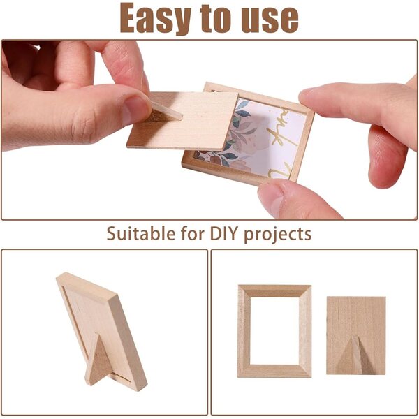 FREEBLOSS 16 mini cornici portafoto in legno con supporto, ideali per case delle bambole