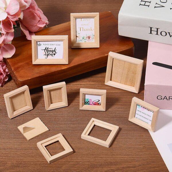 FREEBLOSS 16 mini cornici portafoto in legno con supporto, ideali per case delle bambole