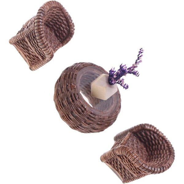 Synthetisches Rattan-Möbelset für Puppenhaus, realistische Miniaturmöbel