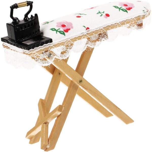 Mini-Bügelbrett aus Holz für das Puppenhaus – realistisches dekoratives Accessoire