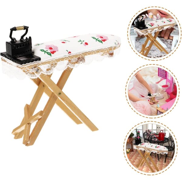 Mini-Bügelbrett aus Holz für das Puppenhaus – realistisches dekoratives Accessoire